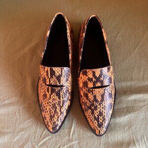 Rebecca Minkoff Loafers in Tumeric Snake Leather - Size 10.